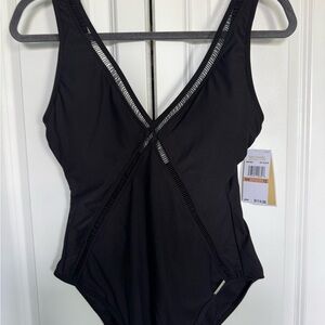 MICHAEL Michael Kors Black Swimsuit with Mesh Accents lower back, New with tags